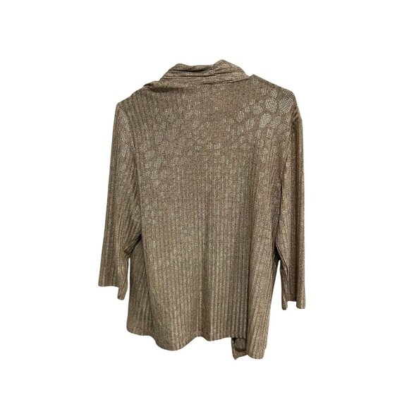 Alfred Dunner Womens Metallic Gold Cardigan Attached Tank Set Sz Small - Picture 2 of 10